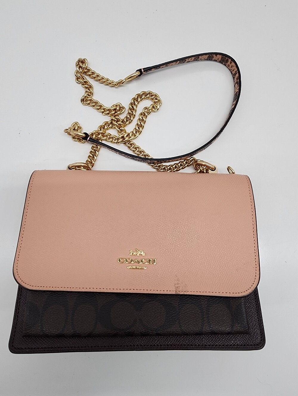 Coach Klare Crossbody Bag Signature Canvas Brown Shell Pink Multi Style# C7589